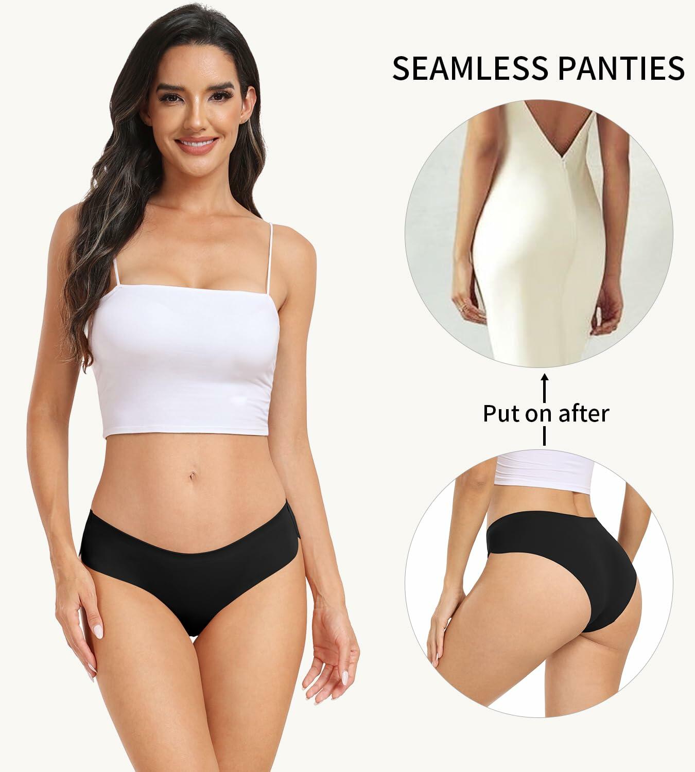 Natugloe Women Seamless Hipster Underwear Bikini Panties Black 6Packs Size XXL