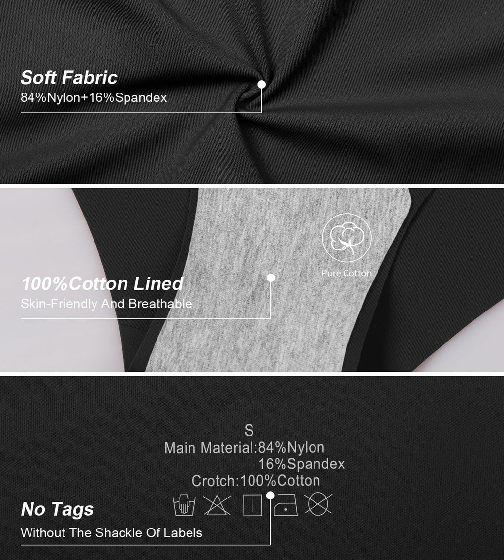 Natugloe Women Seamless Hipster Underwear Bikini Panties Black 6Packs Size XXL
