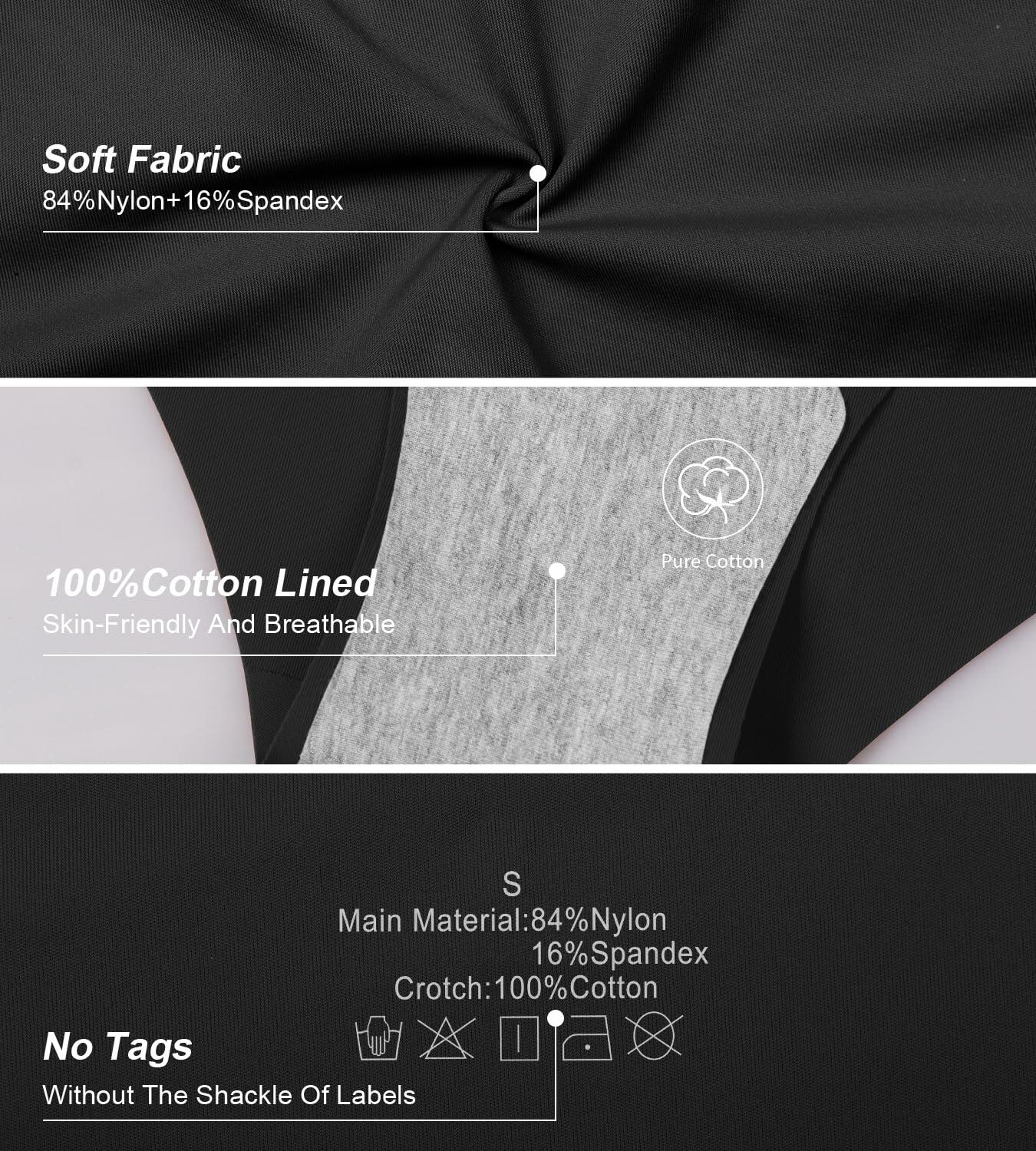 Natugloe Women Seamless Hipster Underwear Bikini Panties Black 6Packs Size XXL
