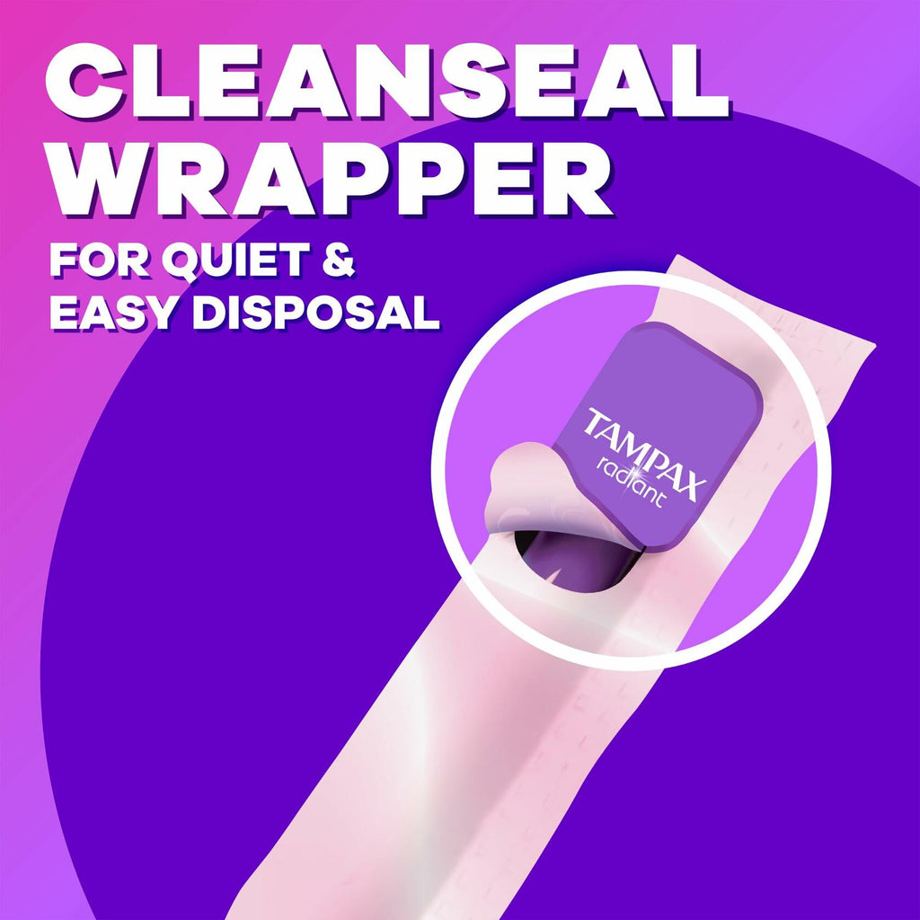 Tampax Radiant Tampons Super Absorbency Unscented 42 Count LeakGuard