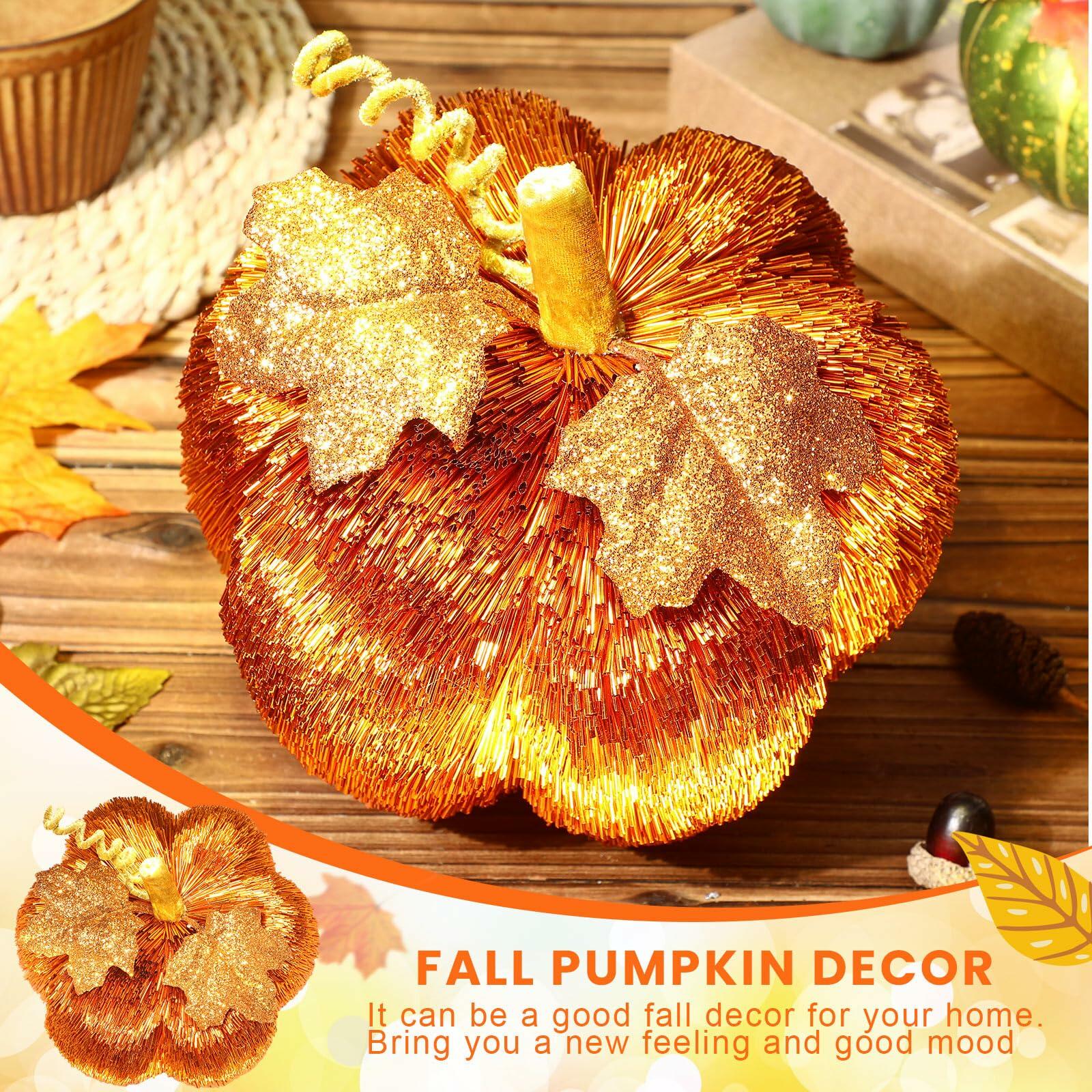 Pipa 7.5" Glitter Pumpkin Thanksgiving Centerpiece Fall Decoration
