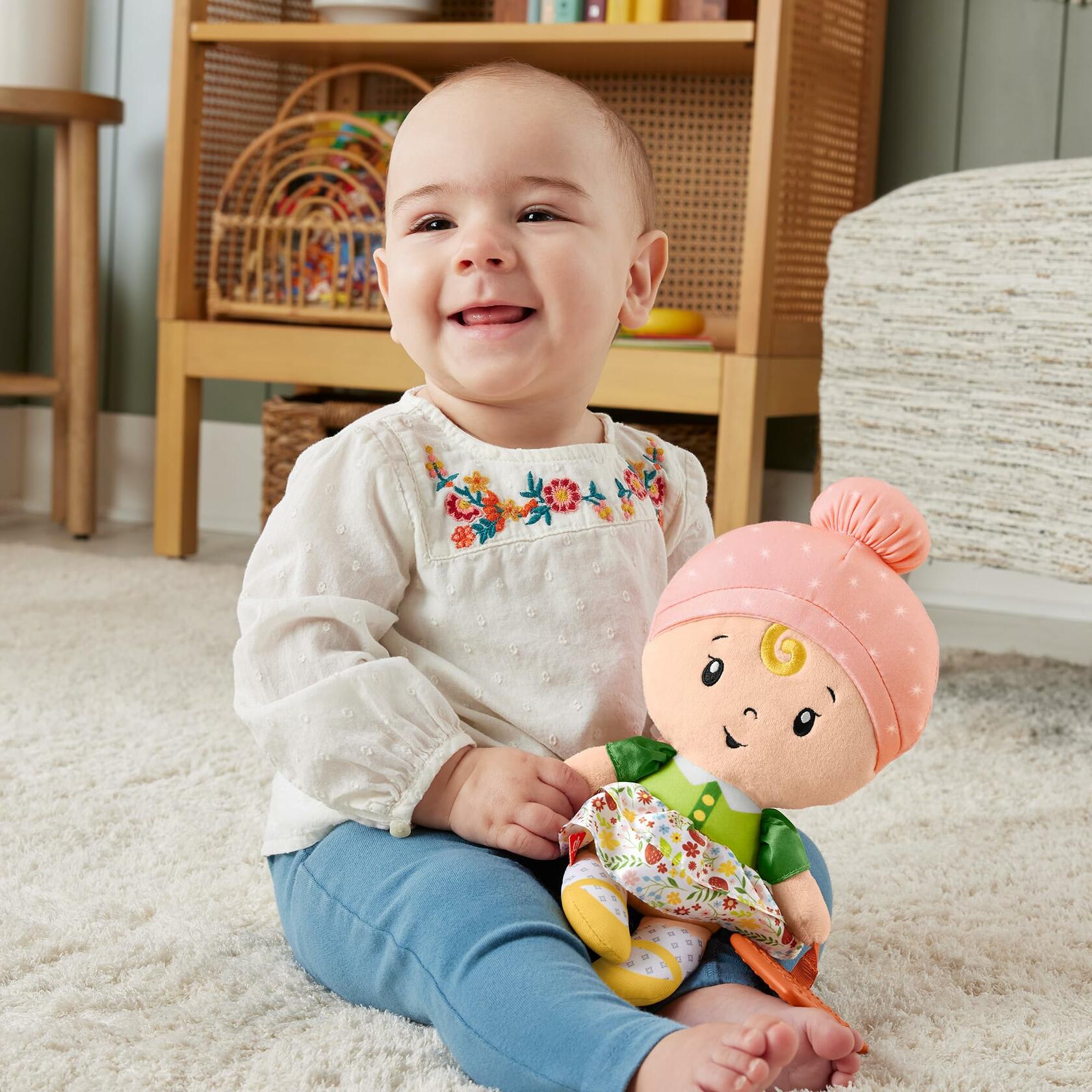 Fisher-Price My First Doll Cuddly Sensory Toy for Babies 6+ Months HXK44