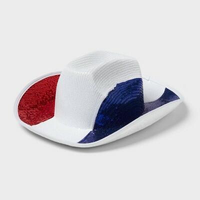 Sun Squad Adult Sequin Cowboy July 4th Party Hats Multi-Color Polyester