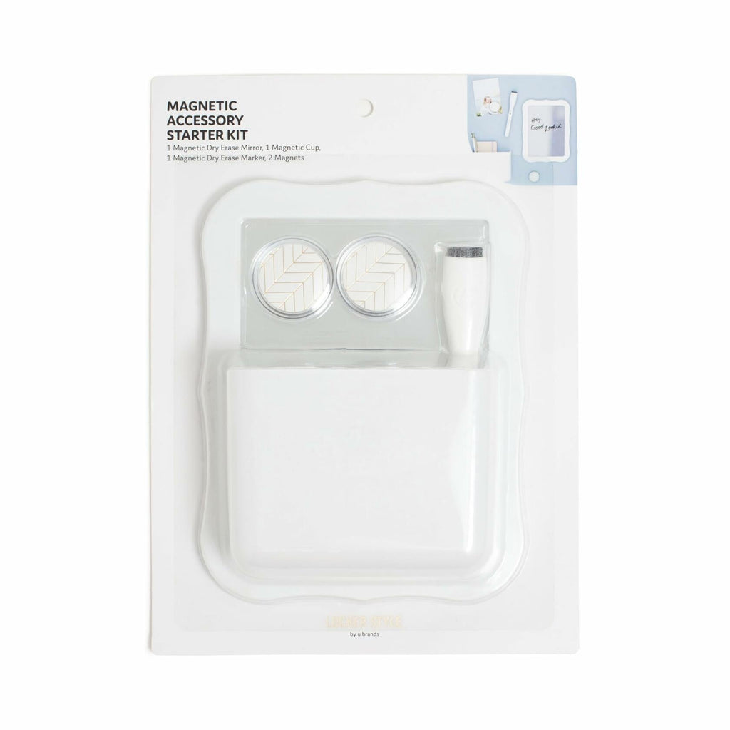 U Brands Magnetic Locker Accessory Kit White Set of 5 Organizer