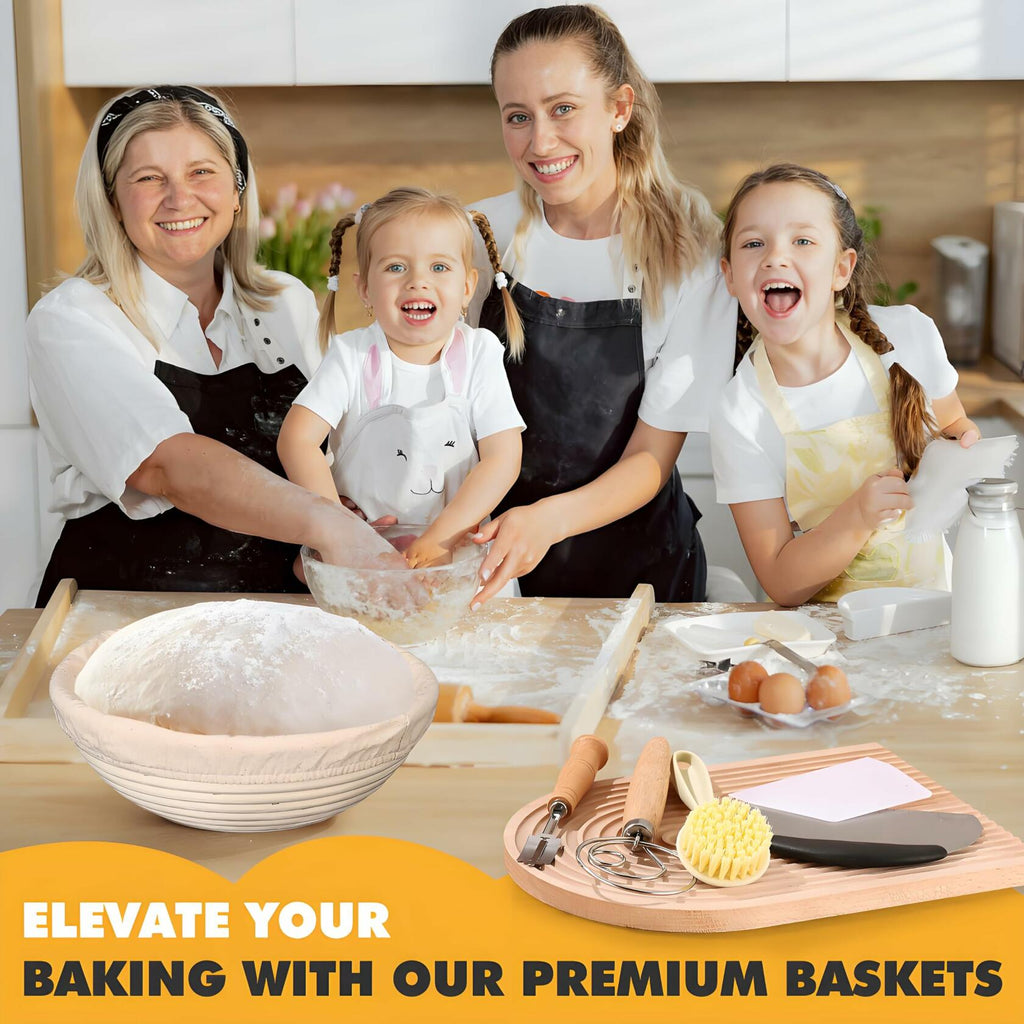 Koackl Sourdough Starter Kit 9" Banneton Basket Cloth Liners Baking Supplies