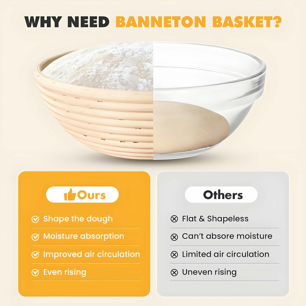 Koackl Sourdough Starter Kit 9" Banneton Basket Cloth Liners Baking Supplies