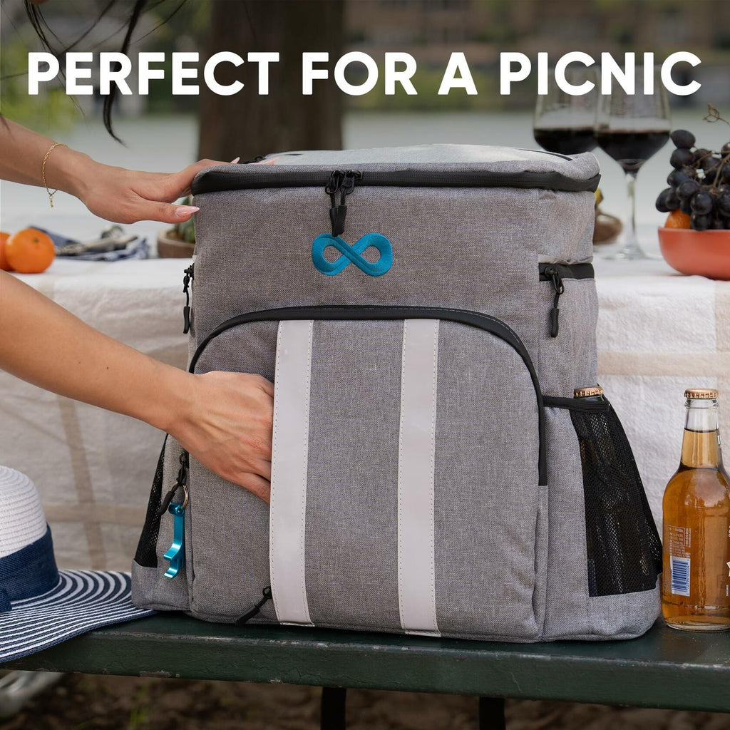 Everlasting Comfort Insulated Backpack Cooler Gray 34 Can Capacity PEVA