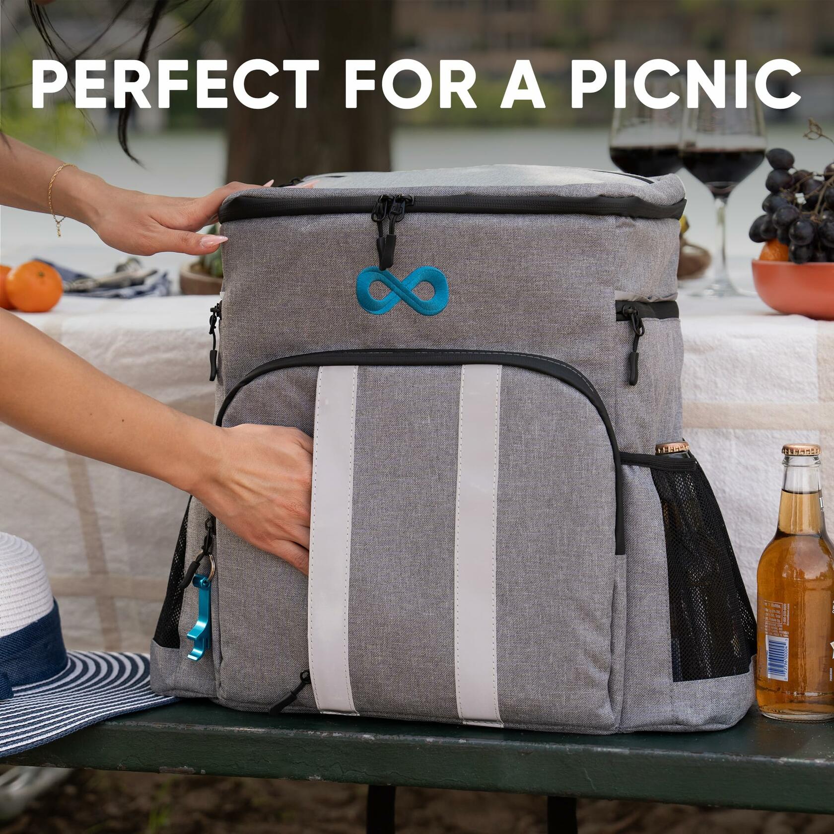 Everlasting Comfort Insulated Backpack Cooler Gray 34 Can Capacity PEVA