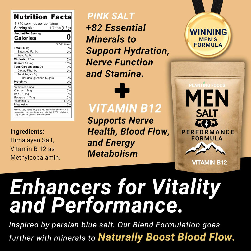 Men’s Salt Performance Formula w/ B12 & Himalayan Minerals 1500+ Servings