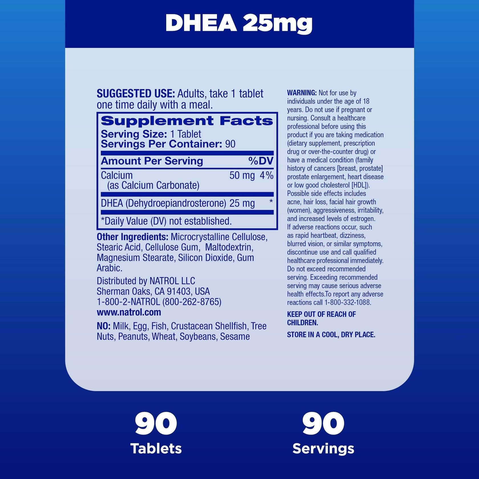 Natrol Mood & Stress DHEA 25mg Supplement 90 Tablets