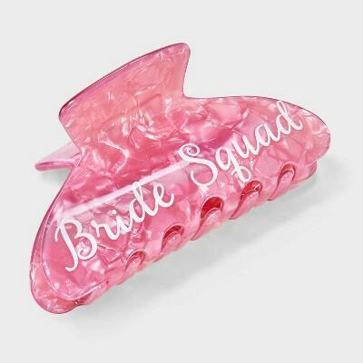 Bride Squad Hair Claw Clip Pink Acrylic Polystyrene Iron Accessory