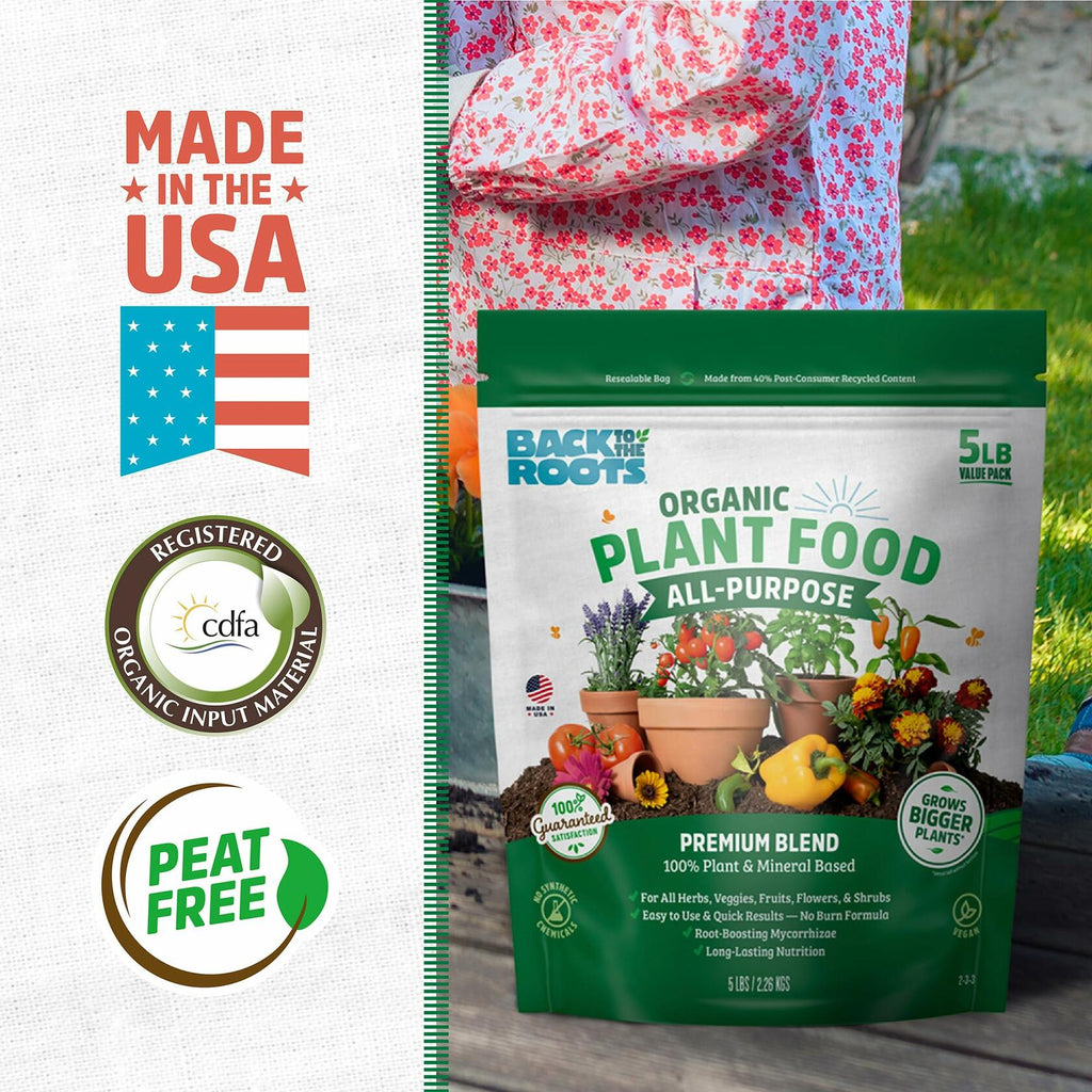 Back to the Roots Organic All-Purpose Plant Food 5 lb Value Size Vegan Blend