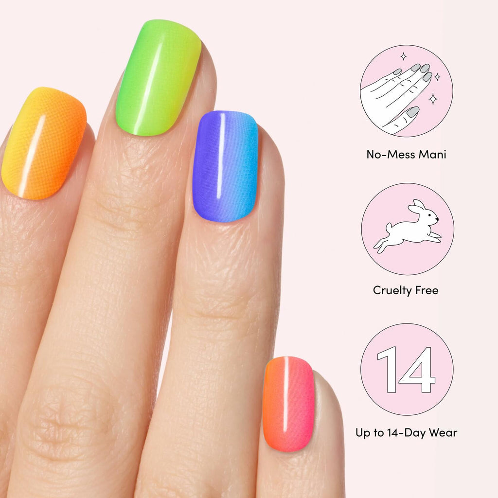 Dashing Diva Glaze Nail Strip Set Rainbow Pop 32 Strips 4-Piece Kit