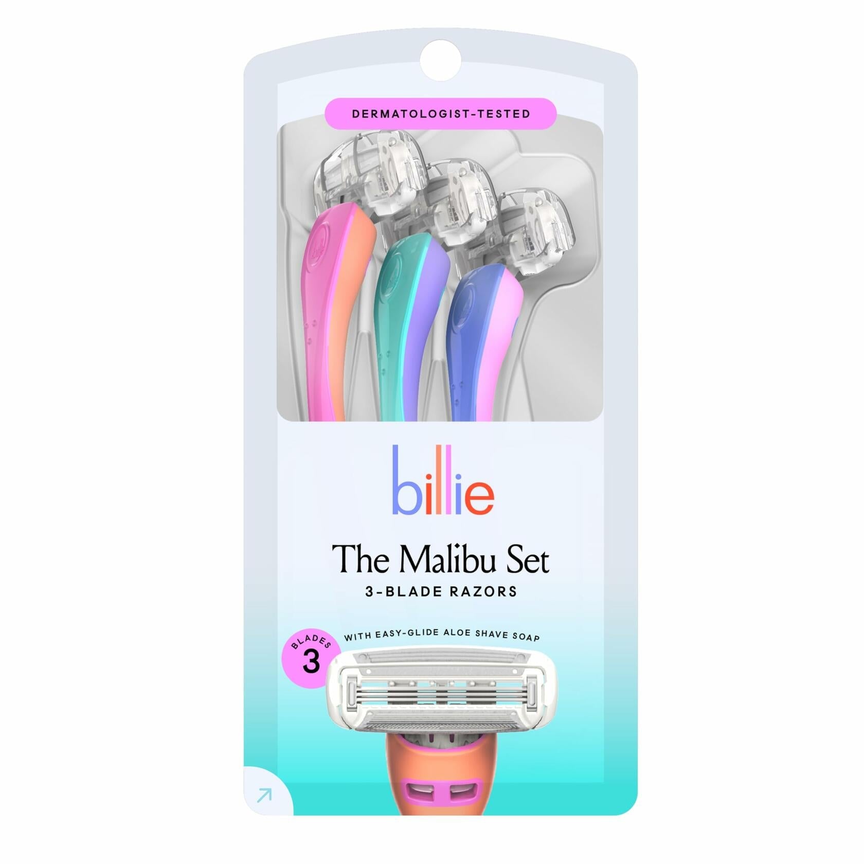 Billie Disposable Razors for Women The Malibu Set Multicolor Pack of 3