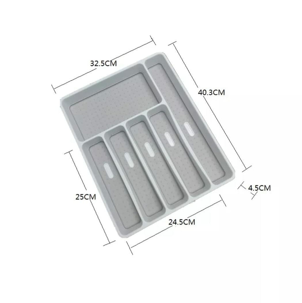 [Like New] Large Silverware Tray 6-Compartment Kitchen Drawer Organizer White BPA-Free