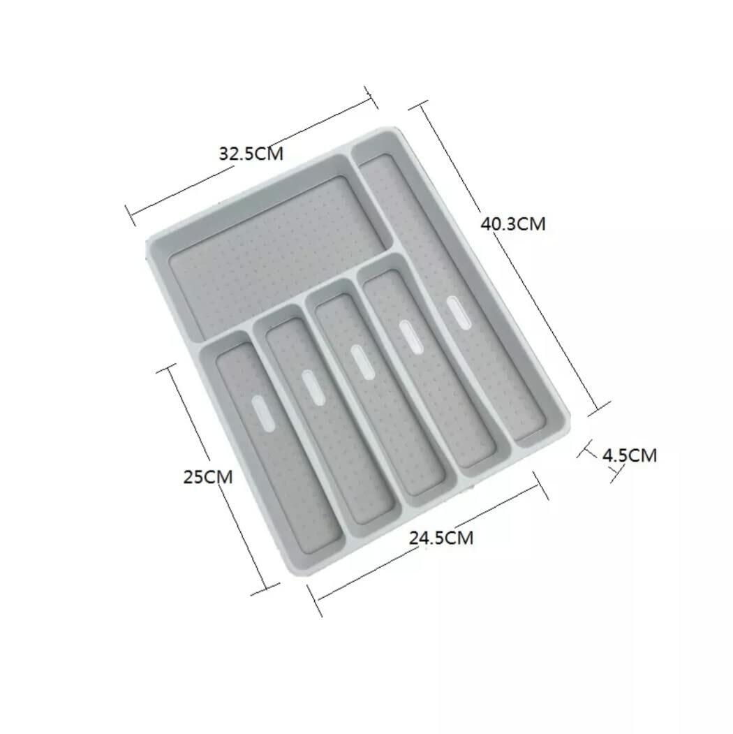 [Like New] Large Silverware Tray 6-Compartment Kitchen Drawer Organizer White BPA-Free