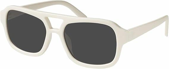 Mosanana Aviator Sunglasses Women Narrow White Frame Black Lens MS52362