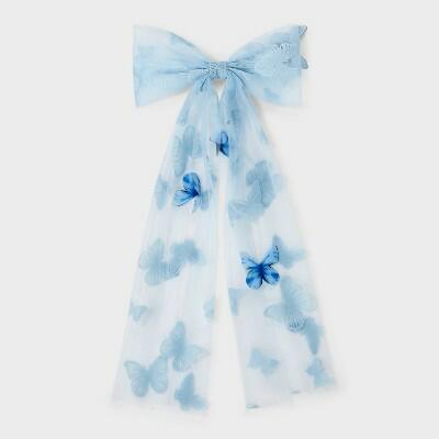 Wild Fable Butterfly Bow Hair Barrette Blue Recycled Polyester Animal Print