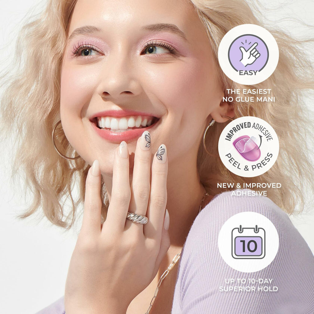 KISS imPRESS Press On Nails Cupid Heart White Short Oval 30 Nails Size S