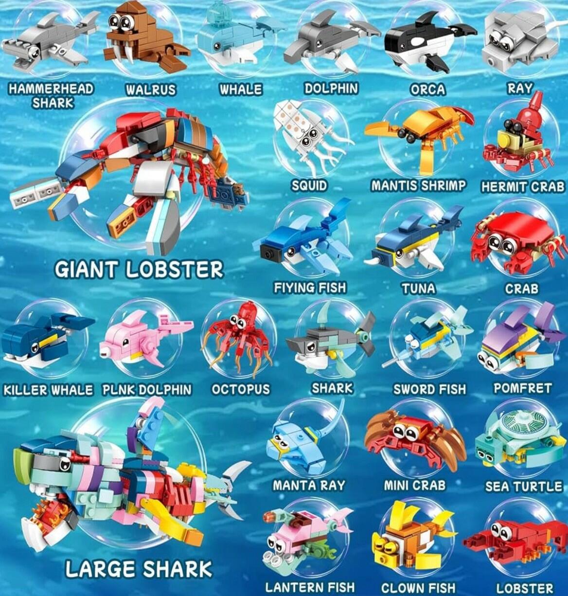 Sea Animals Kids Building Blocks Party Favors 24 Pack M88