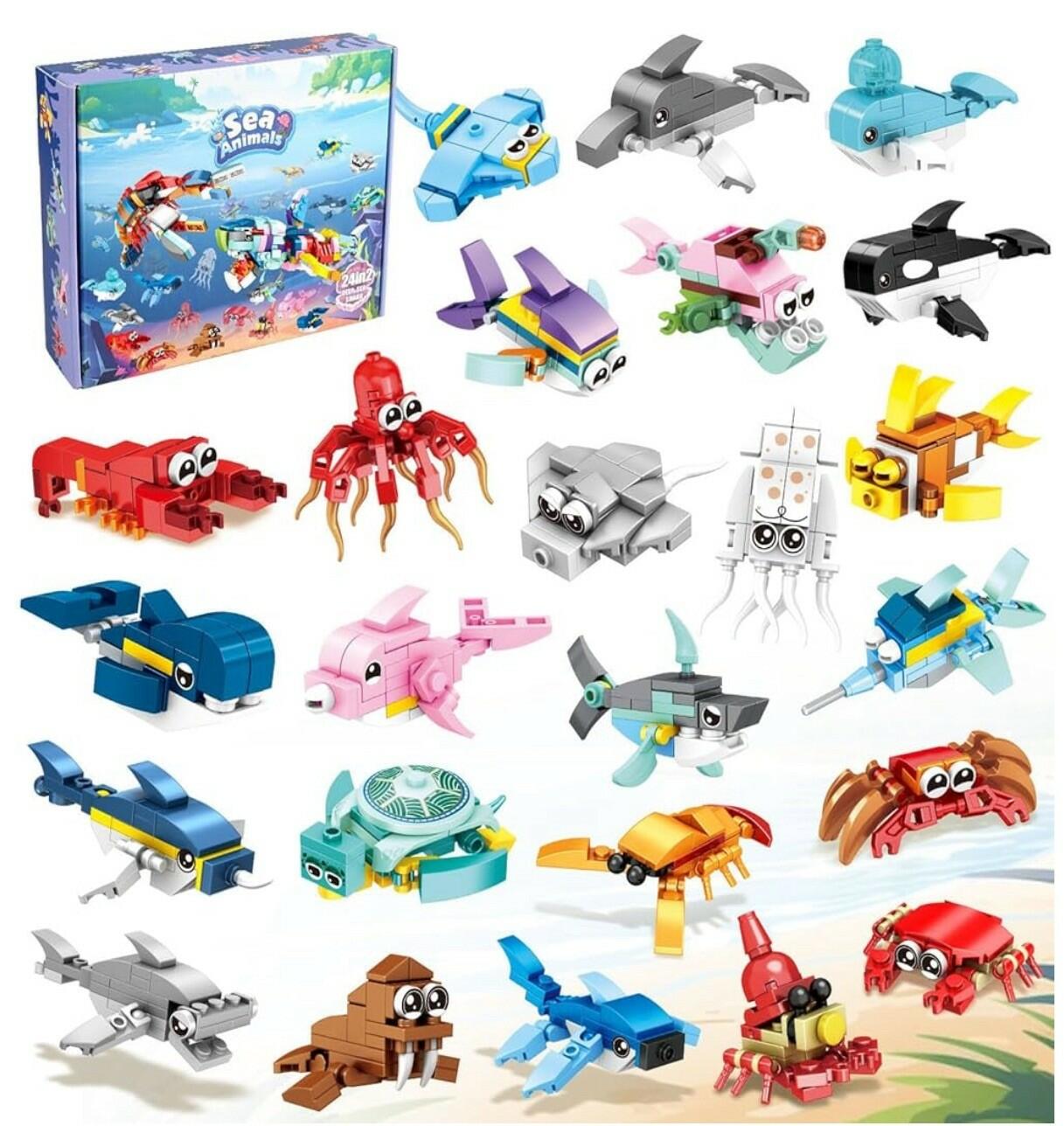 Sea Animals Kids Building Blocks Party Favors 24 Pack M88
