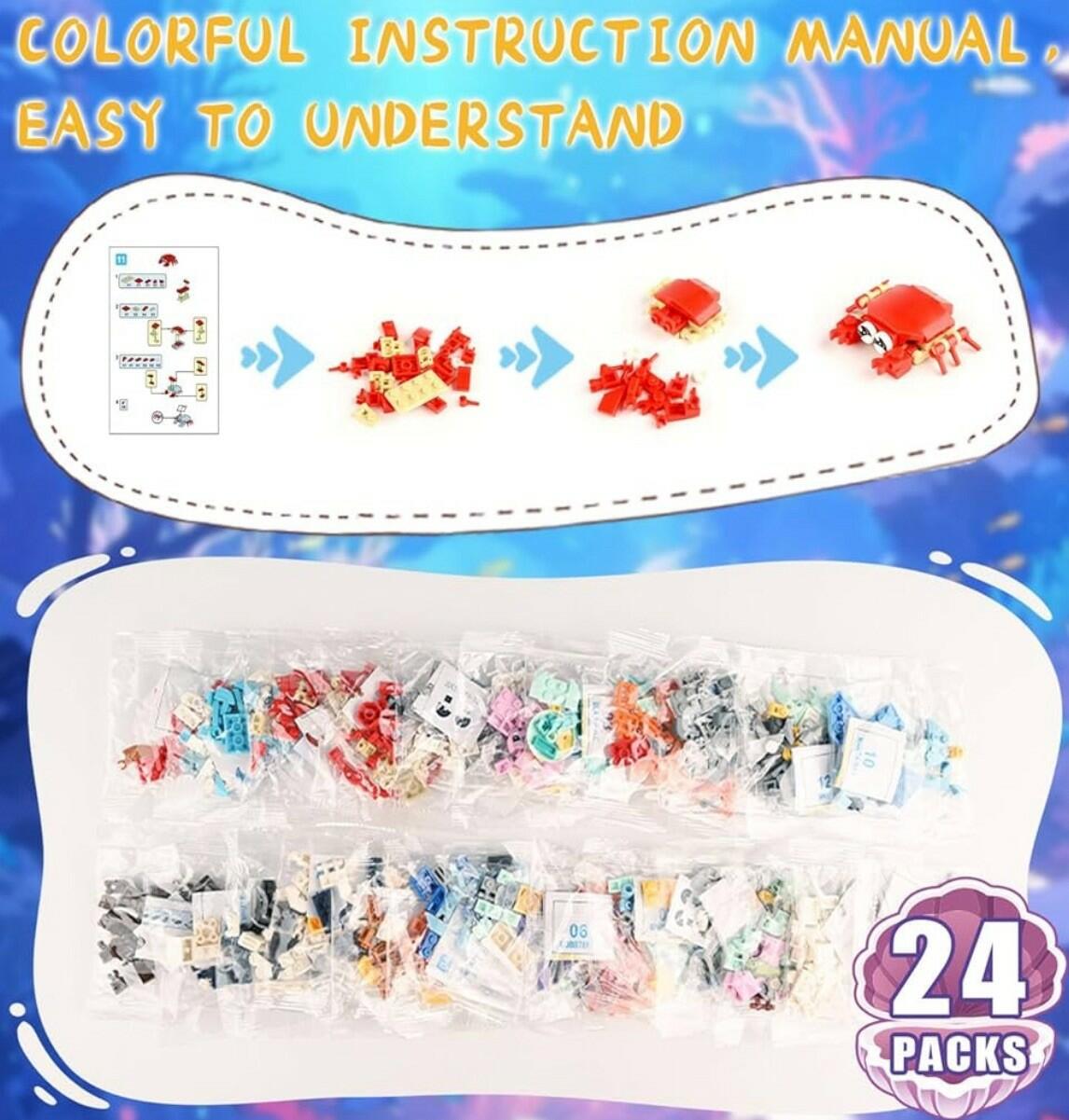 Sea Animals Kids Building Blocks Party Favors 24 Pack M88