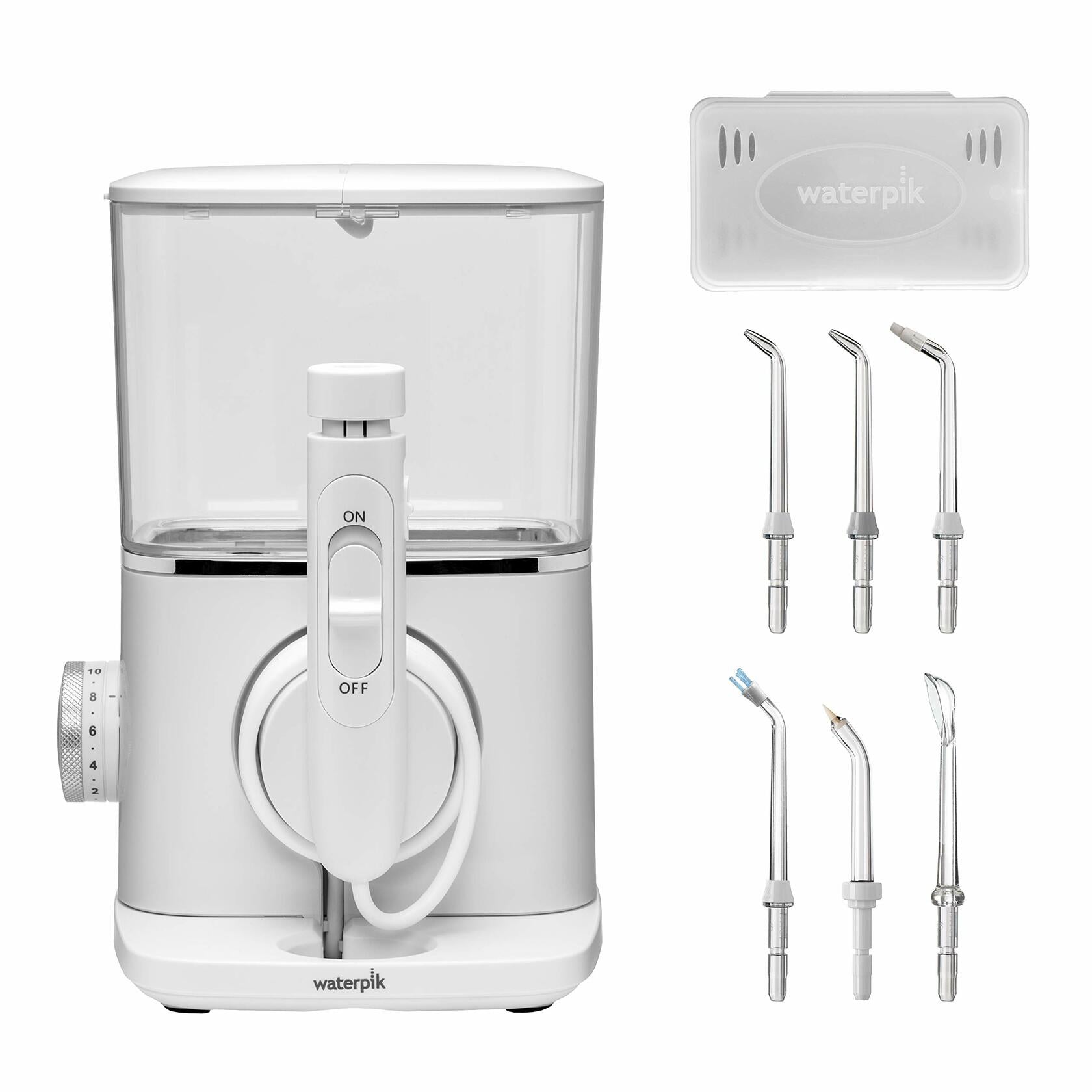 [Like New] Waterpik Evolution Water Flosser White 10 Pressure Settings 6 Tips Case