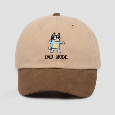 Bluey Dad Mode Baseball Hat Brown One Size Cotton Adjustable Breathable