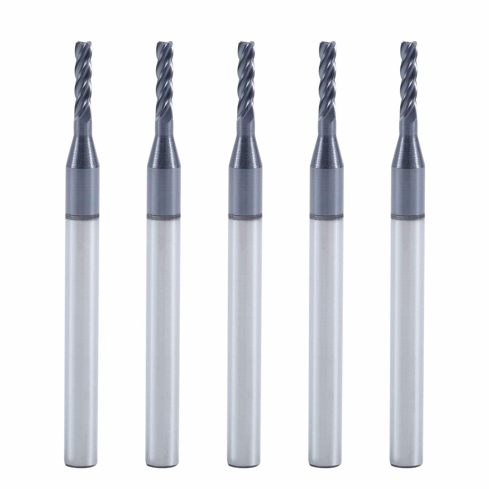 XYunEnZ ISB 1/16'' Carbide Square End Mill Set 5 Flute Micro Grain 5 Pcs
