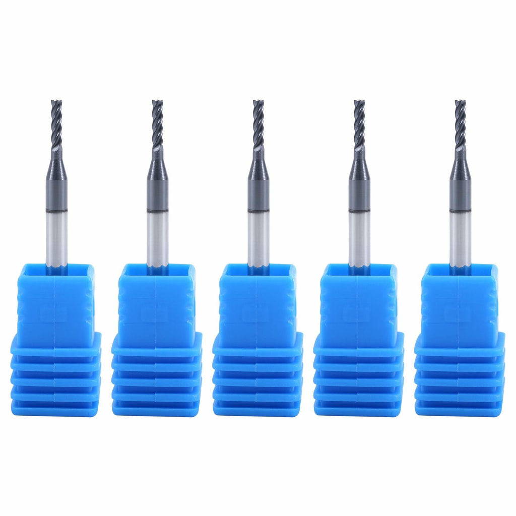 XYunEnZ ISB 1/16'' Carbide Square End Mill Set 5 Flute Micro Grain 5 Pcs