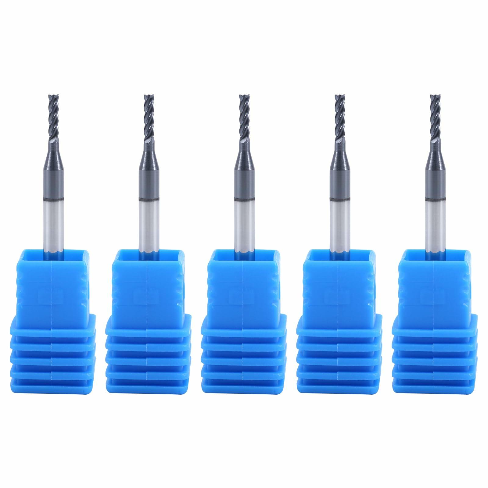 XYunEnZ ISB 1/16'' Carbide Square End Mill Set 5 Flute Micro Grain 5 Pcs