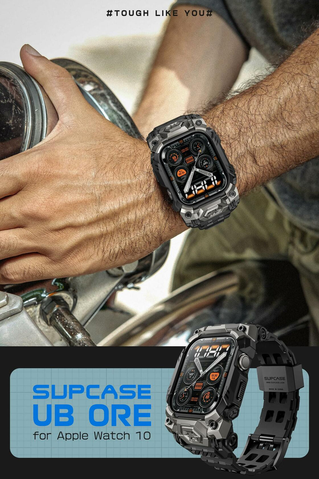 SUPCASE Apple Watch 10 46mm Case Band Rugged Sport Black
