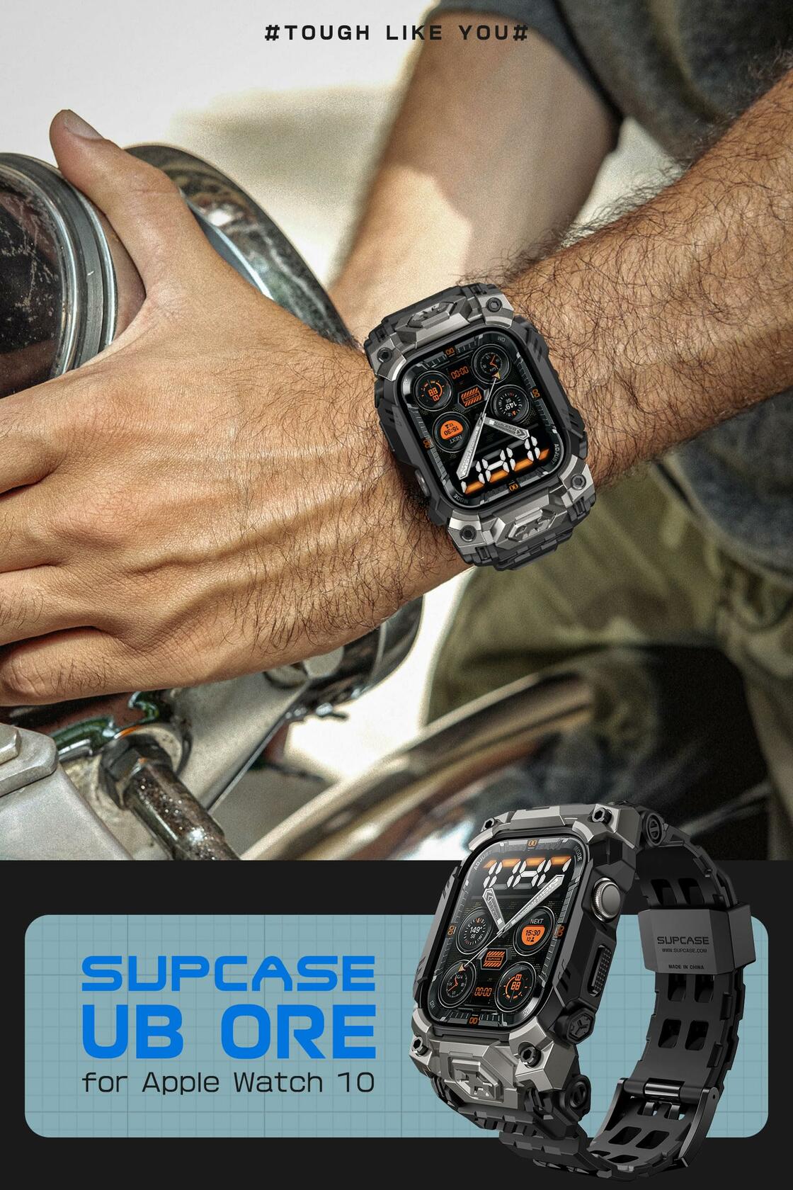 SUPCASE Apple Watch 10 46mm Case Band Rugged Sport Black