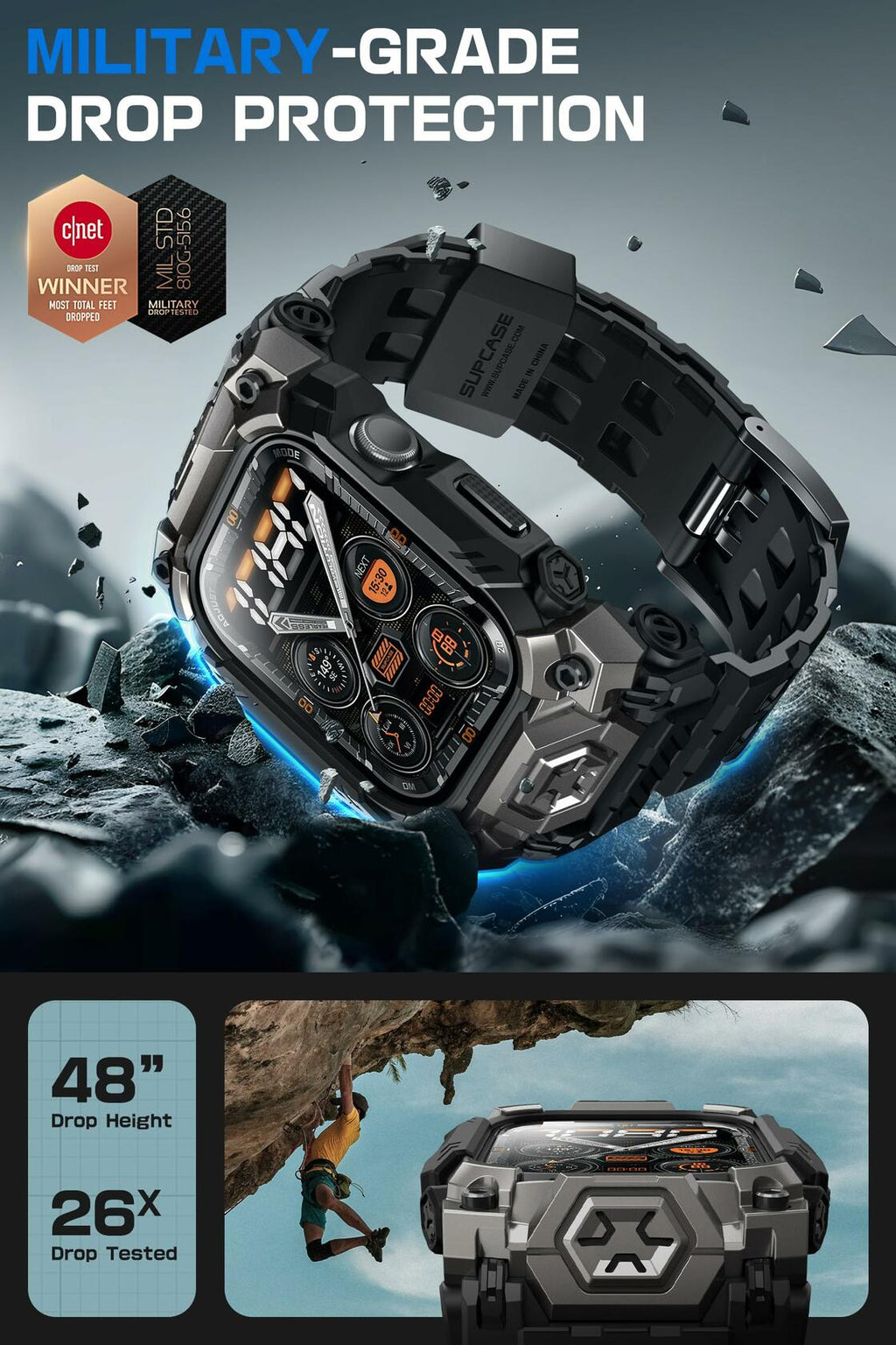 SUPCASE Apple Watch 10 46mm Case Band Rugged Sport Black