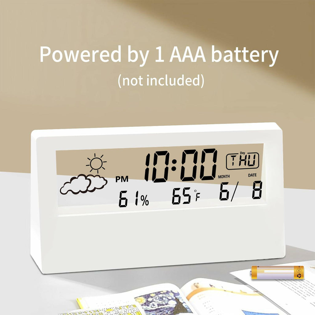 [Like New] LuxSoramia Digital Alarm Clock Transparent Modern Design White Temp Humidity
