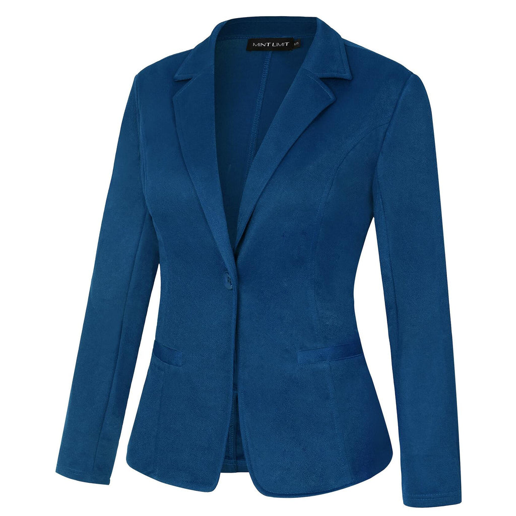 [Like New] MINTLIMIT Women's Open Front One Button Work Blazer Jacket Blue Size XL
