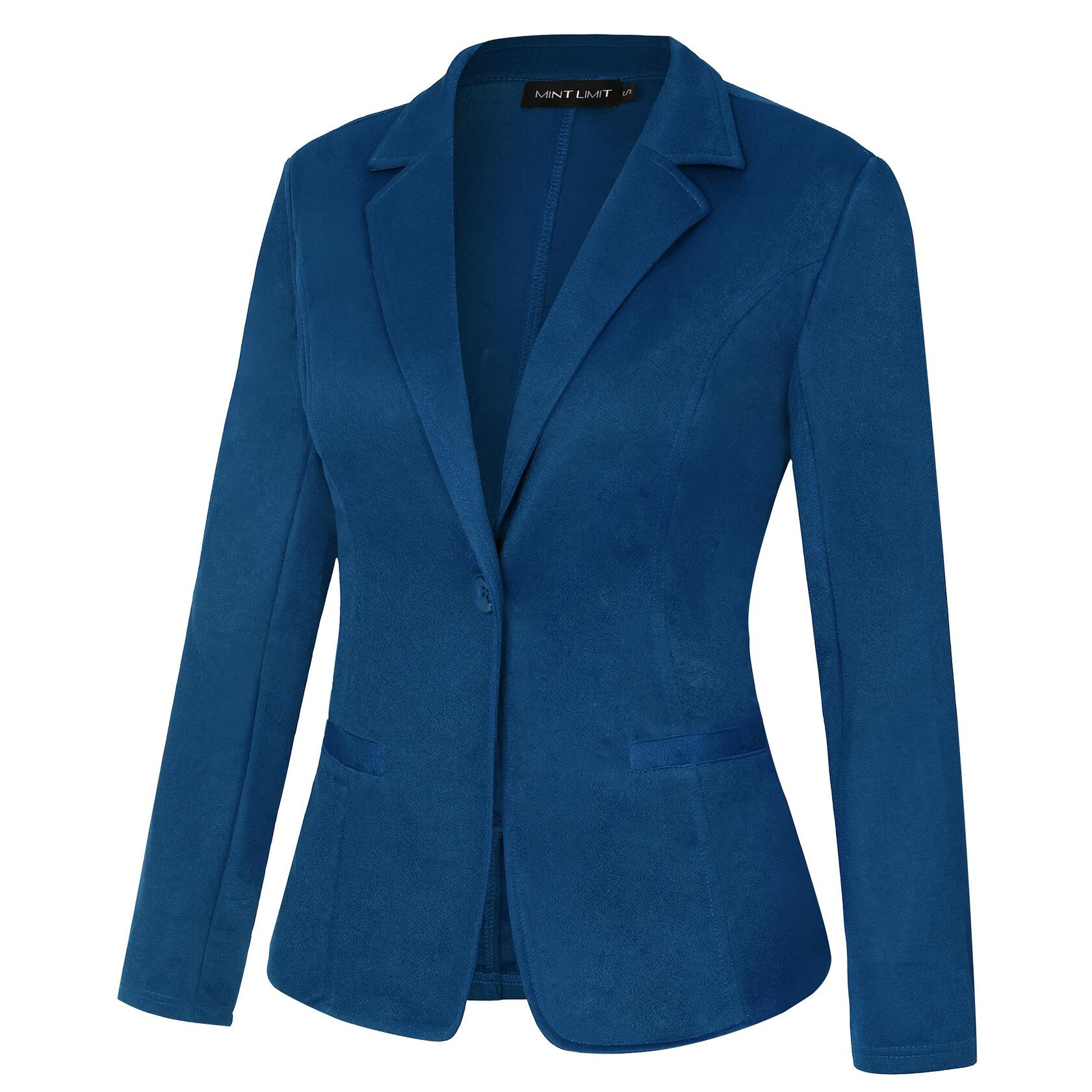 [Like New] MINTLIMIT Women's Open Front One Button Work Blazer Jacket Blue Size XL