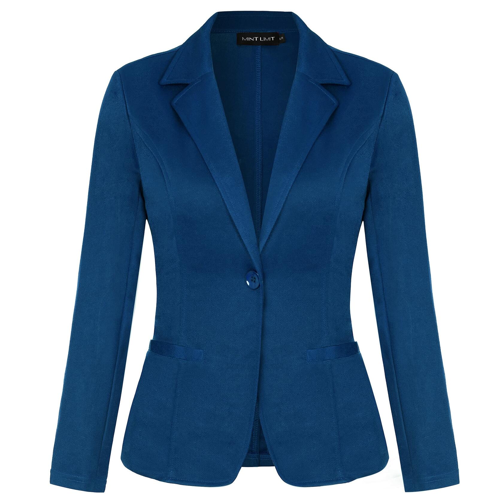[Like New] MINTLIMIT Women's Open Front One Button Work Blazer Jacket Blue Size XL