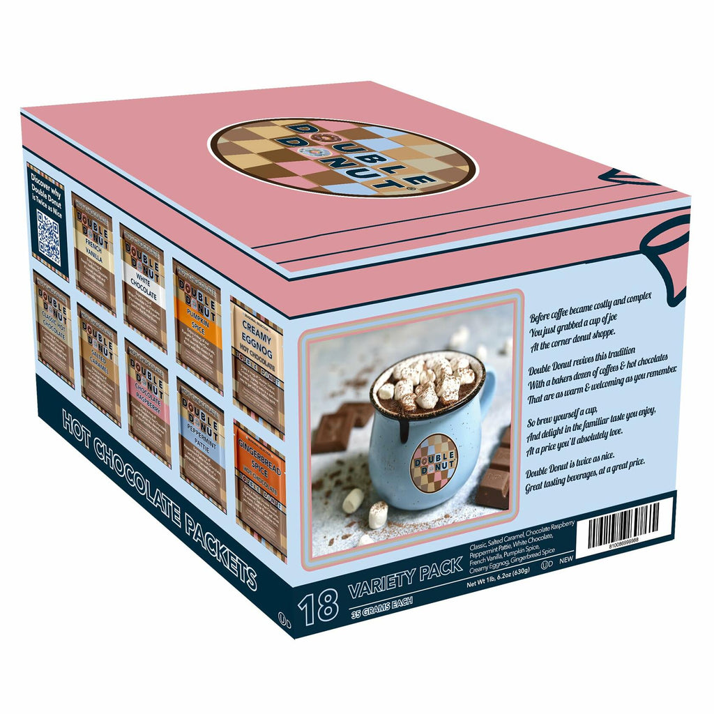 [Like New] BestBy06/26 Double Donut Coffee Flavored Hot Chocolate Variety Pack 18 Ct