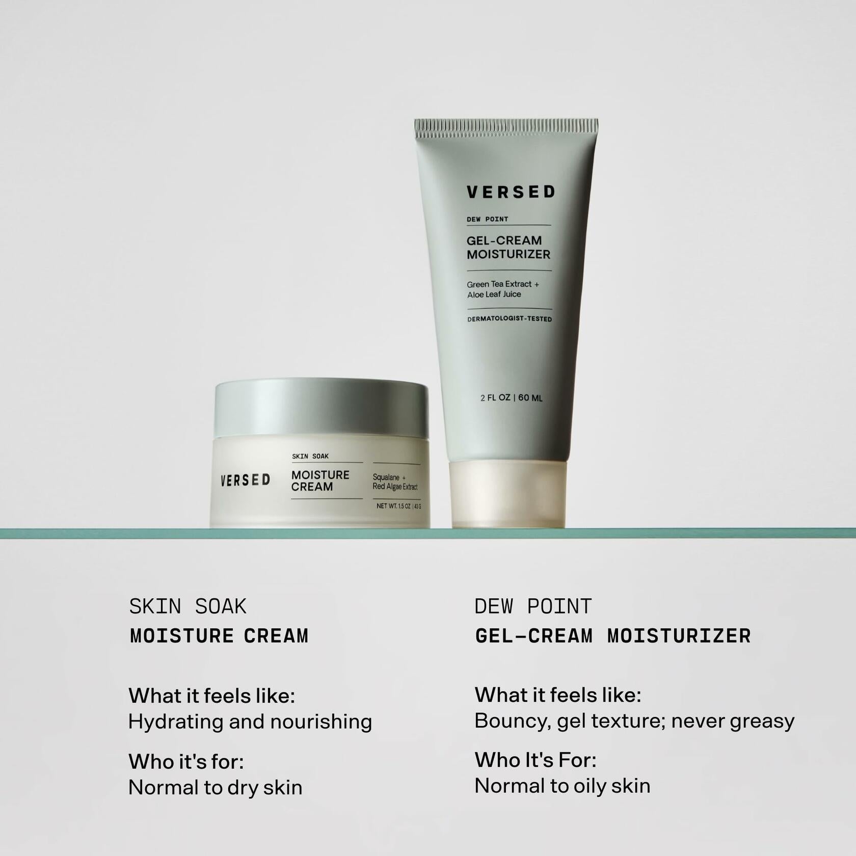 Versed Dew Point Gel Moisturizer Face Antioxidant Green Tea Aloe 2 fl oz