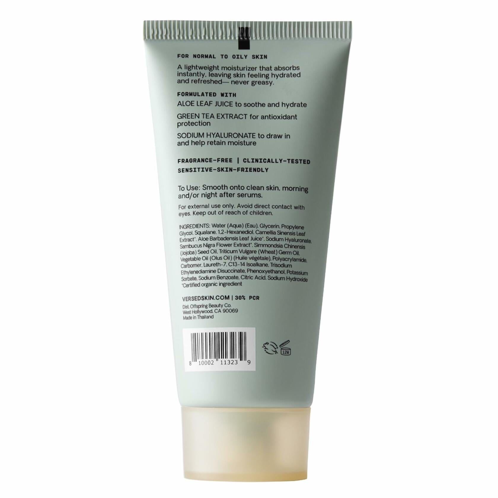 Versed Dew Point Gel Moisturizer Face Antioxidant Green Tea Aloe 2 fl oz