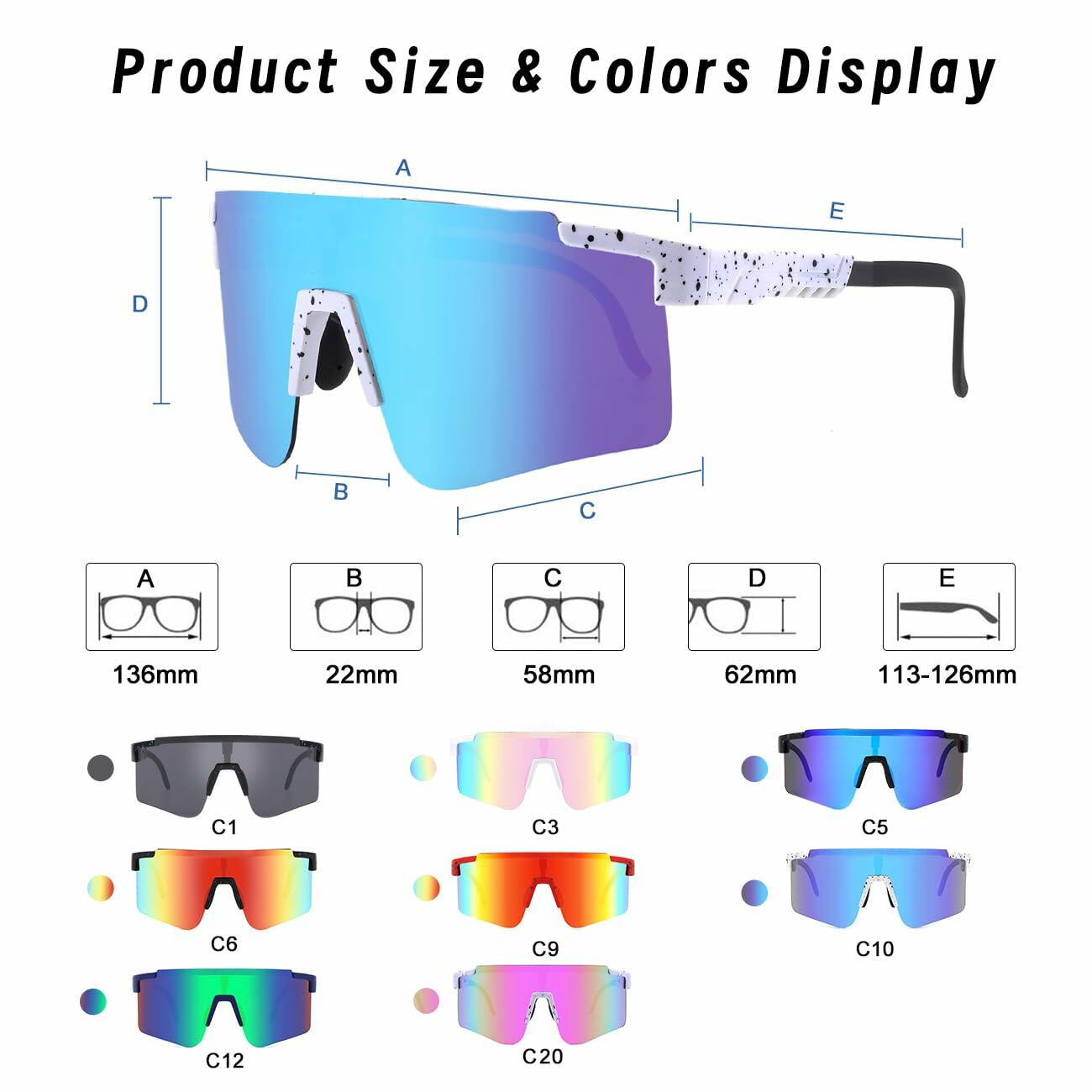 MARIDA UV400 Sports Sunglasses Adjustable Temple Men Women Unisex