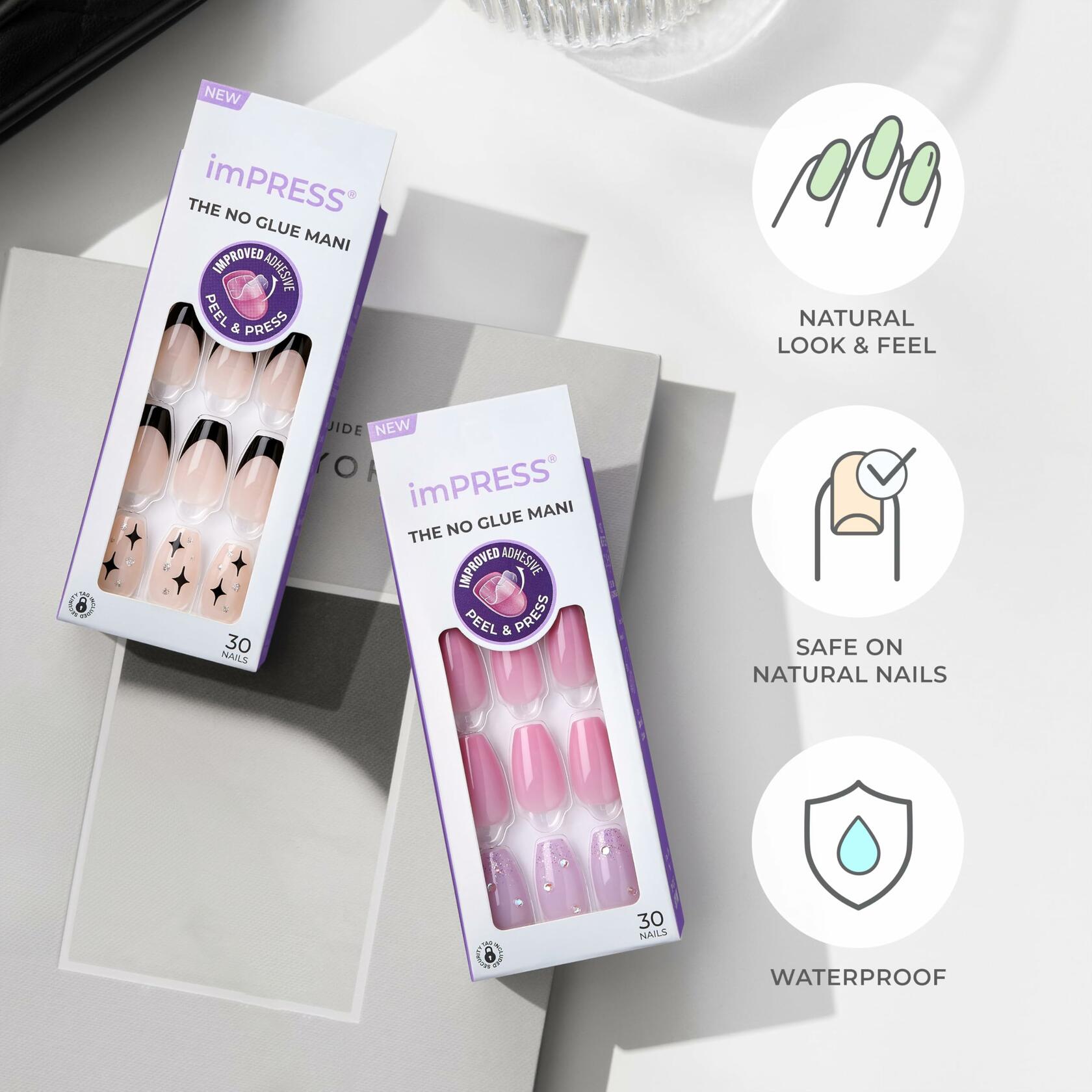 KISS imPRESS Press On Nails Cupid Heart White Short Oval 30 Nails Size S