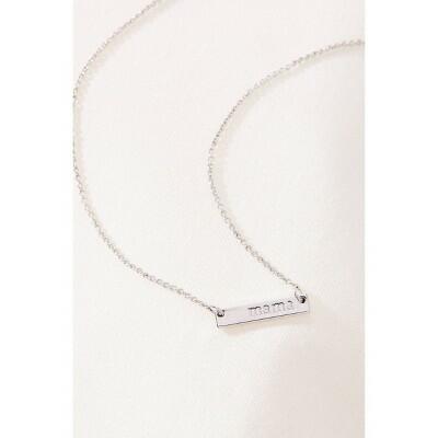 Tiny Tags Silver Plated Mama Bar Chain Necklace Silver Pendant