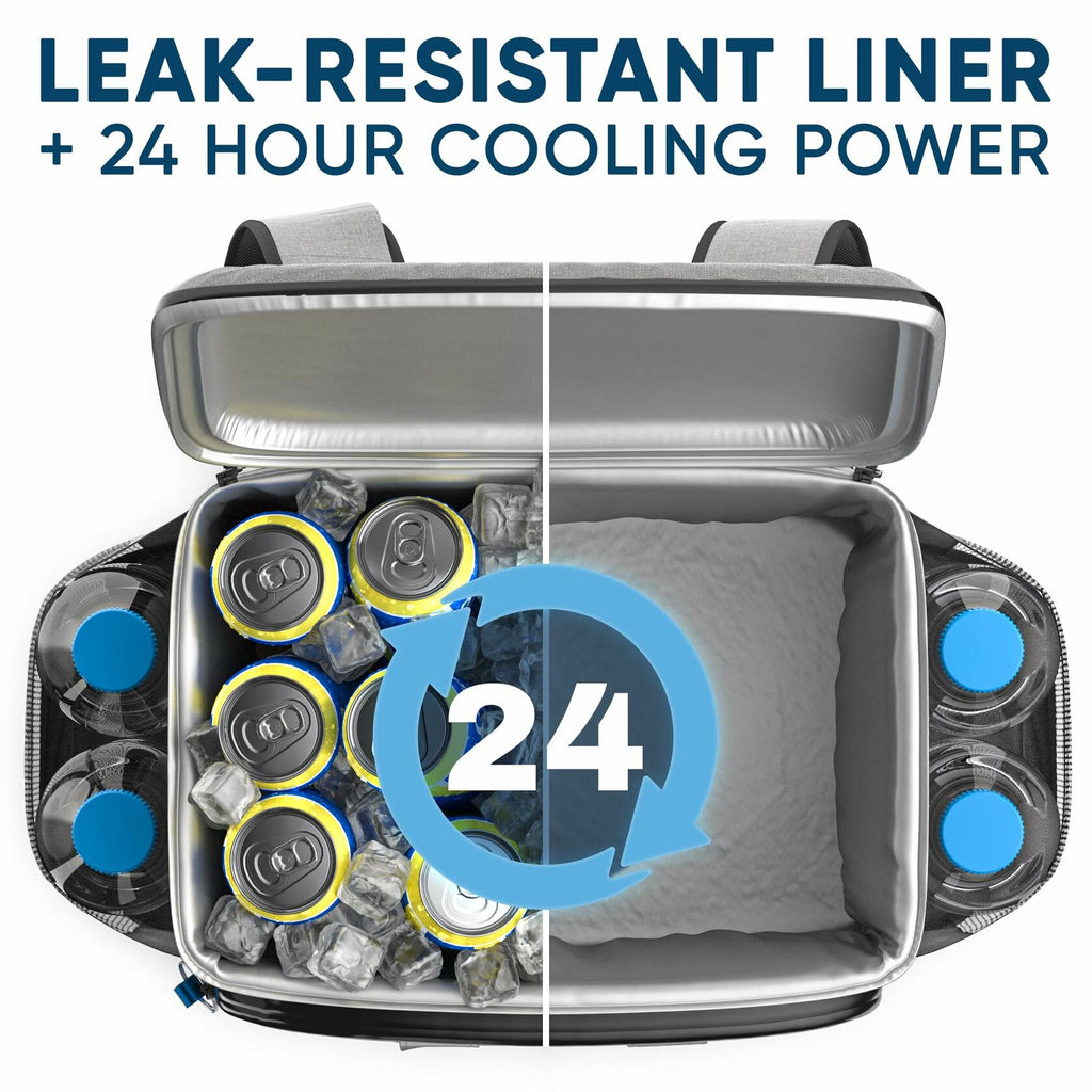 Everlasting Comfort Insulated Backpack Cooler Gray 34 Can Capacity PEVA