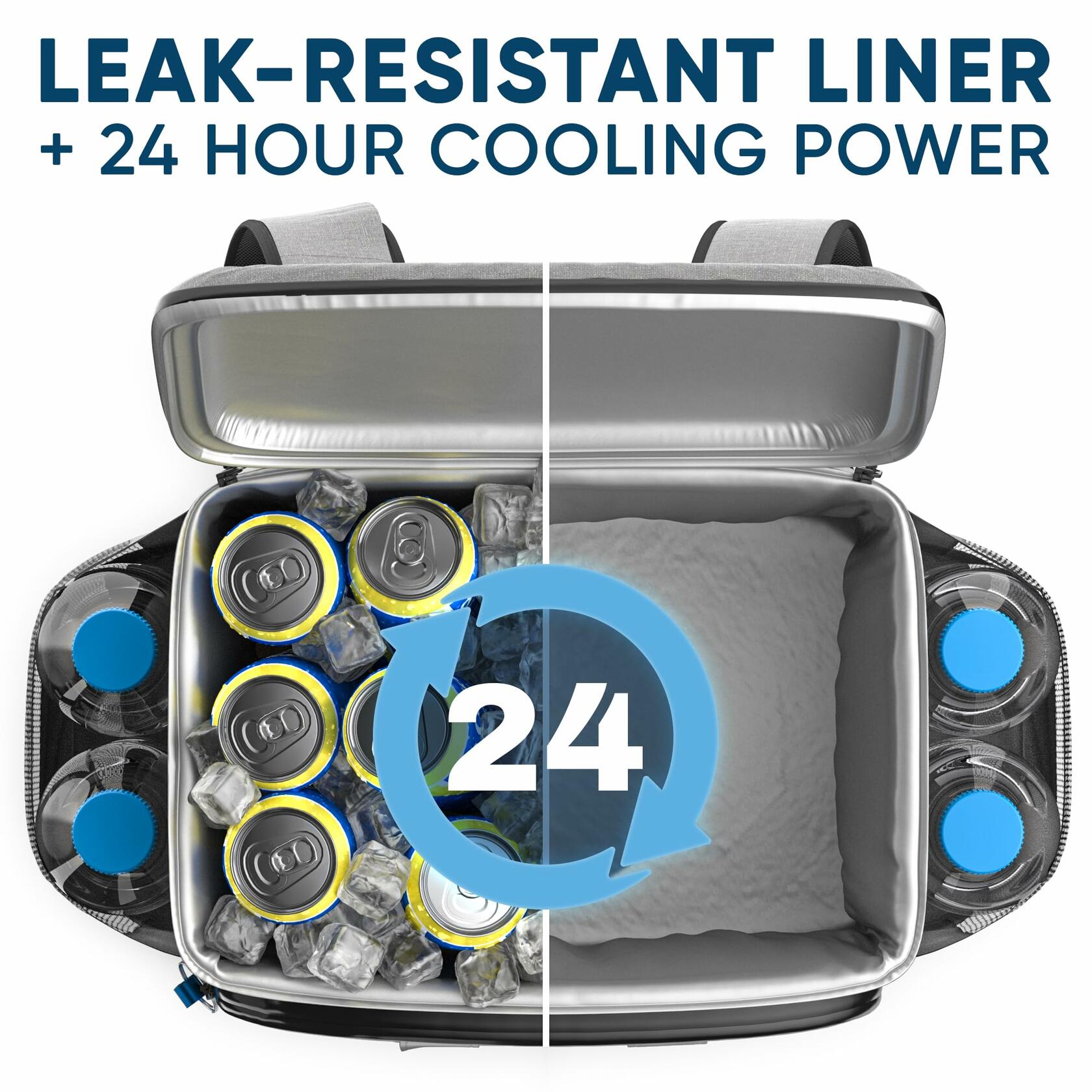 Everlasting Comfort Insulated Backpack Cooler Gray 34 Can Capacity PEVA