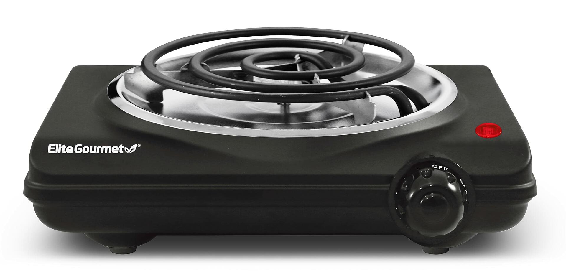 Elite Gourmet ESB100B Electric Hot Plate Single Burner Black Stainless Steel