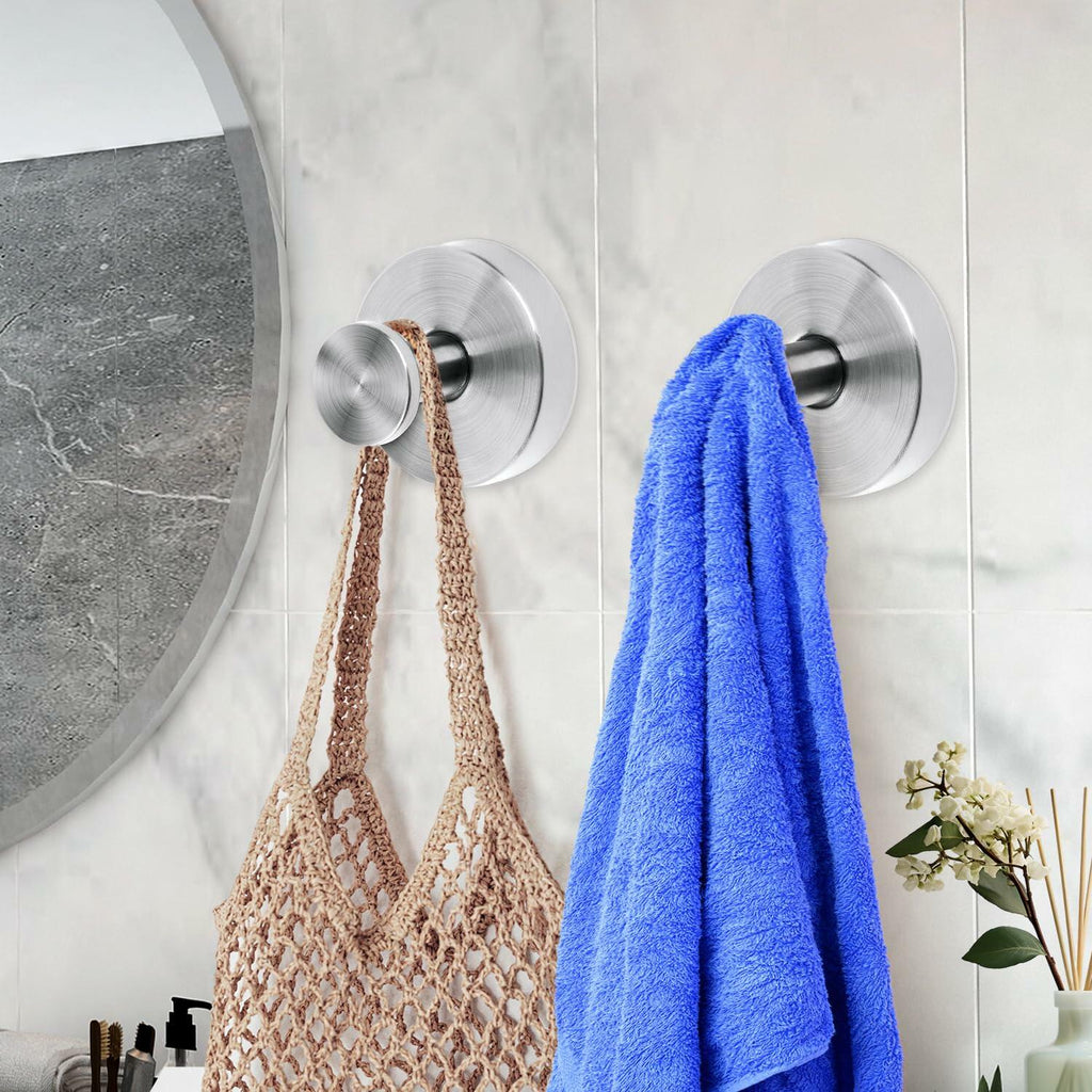 4pcs Suction Cup Hooks Stainless Steel Wall Hooks for Bathroom Glass