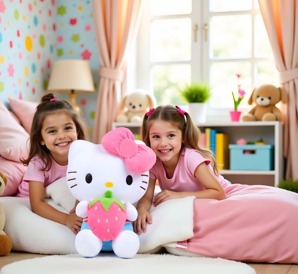 AlphaDesignLuxe Pink Kitty Plush Toy Soft Stuffed Animal Cat Plush Size 17.5"