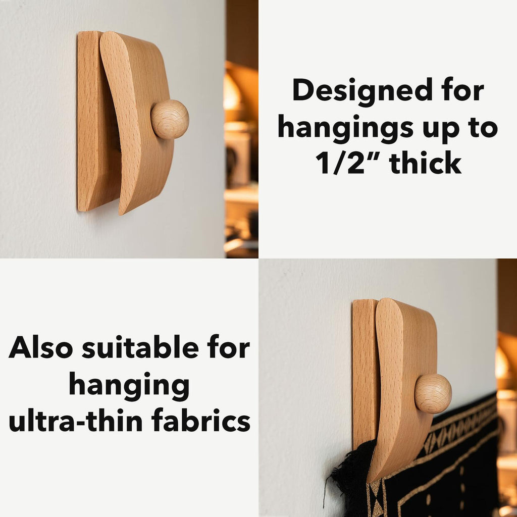 [Like New] MOCTUS 4 Large Wooden Quilt Hangers for Wall Display Light Color Small
